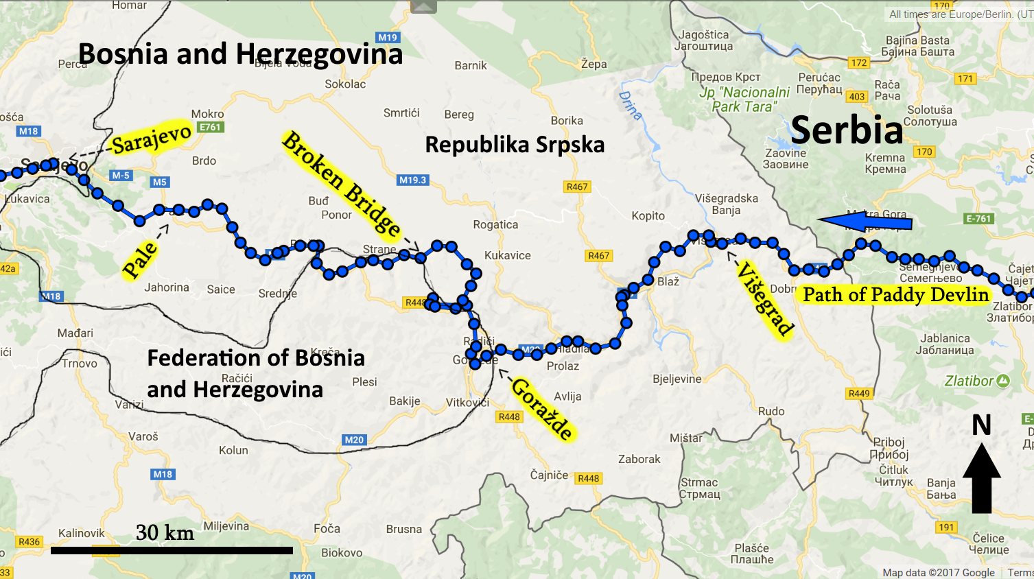 Bosnia Part I Map Annotated WanderingPaddy   Bosnia Part I Map Annotated 